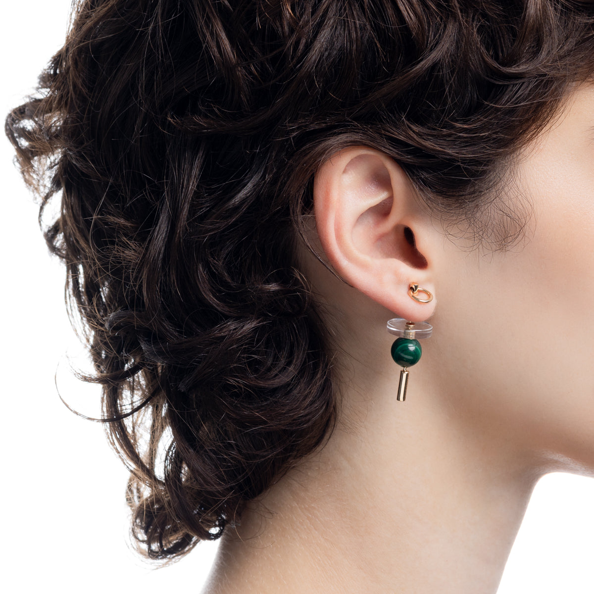 SPEAR Door Knocker Earring Medium size, Quartz Malachite