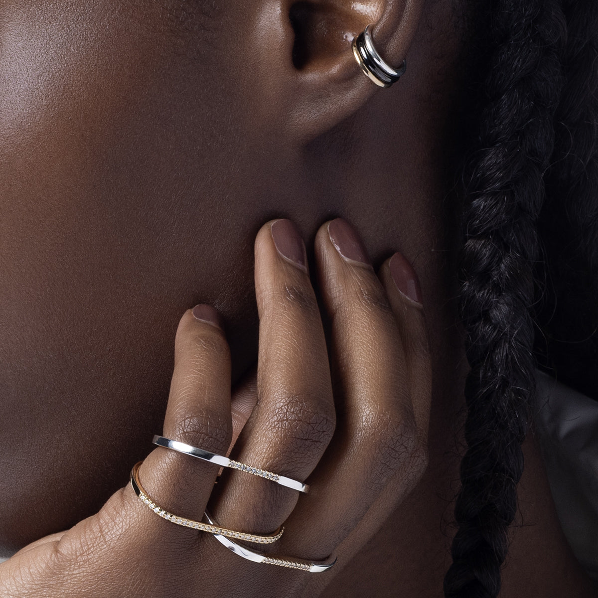 18K GOSSAMER Half Eternity Double Finger Ring