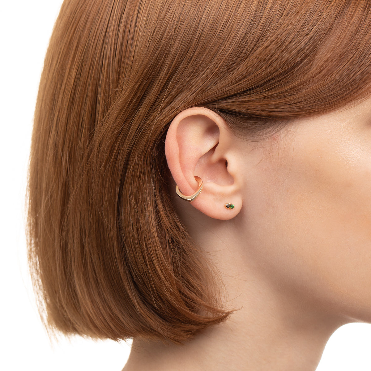 18K BIRD OF PARADISE Double Stone Earring Black Diamond and Green Garnet
