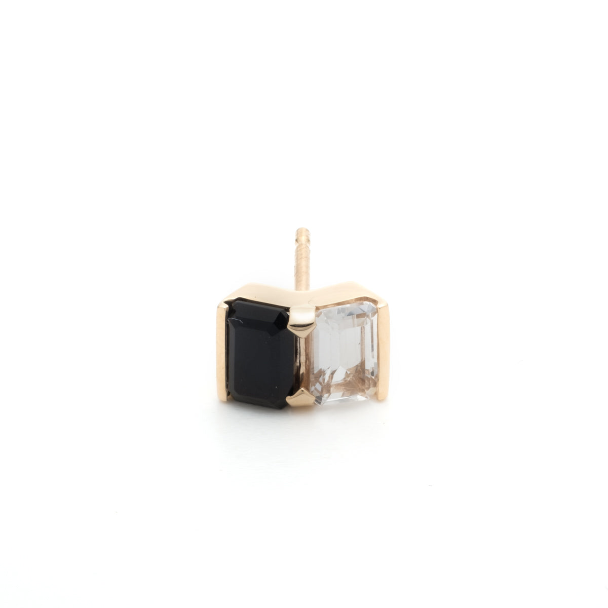 BIRD OF PARADISE Stud Earring Onyx & White Topaz