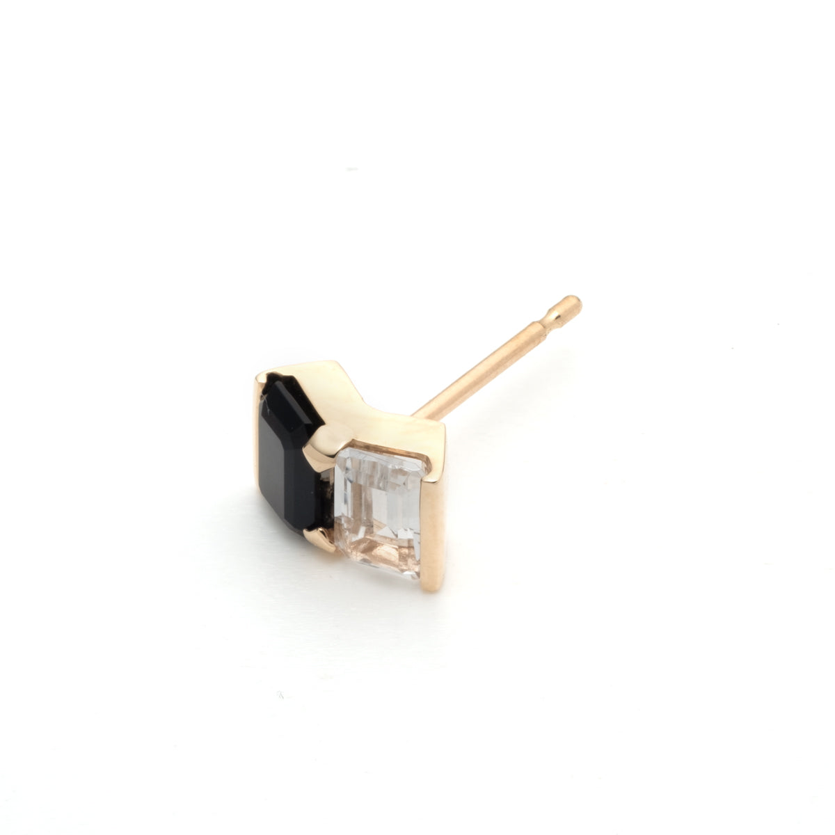 BIRD OF PARADISE Stud Earring Onyx & White Topaz