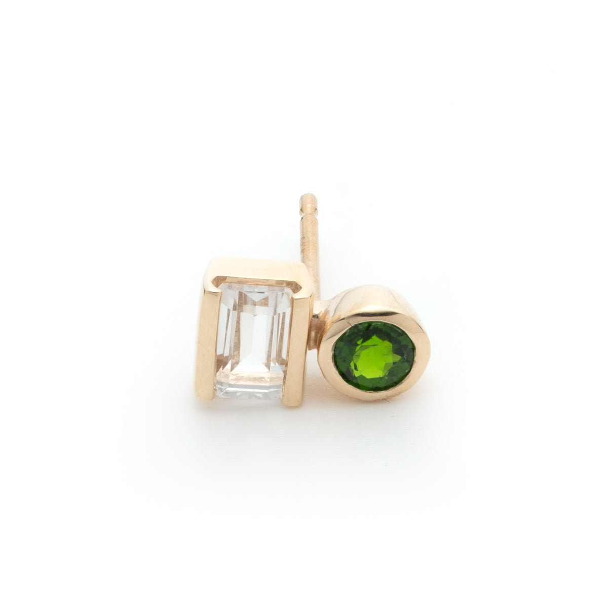 BIRD OF PARADISE Stud Earring White Topaz & Chrome Diopside