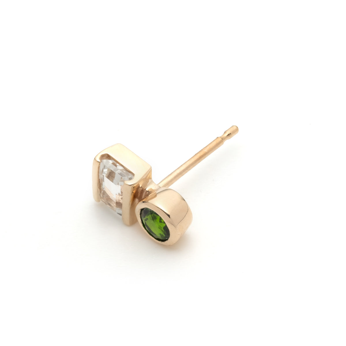 BIRD OF PARADISE Stud Earring White Topaz & Chrome Diopside