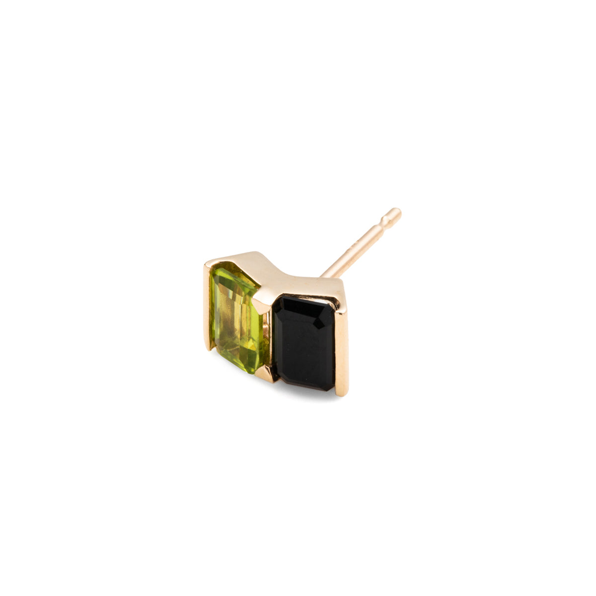 BIRD OF PARADISE Stud Earring Onyx & Peridot
