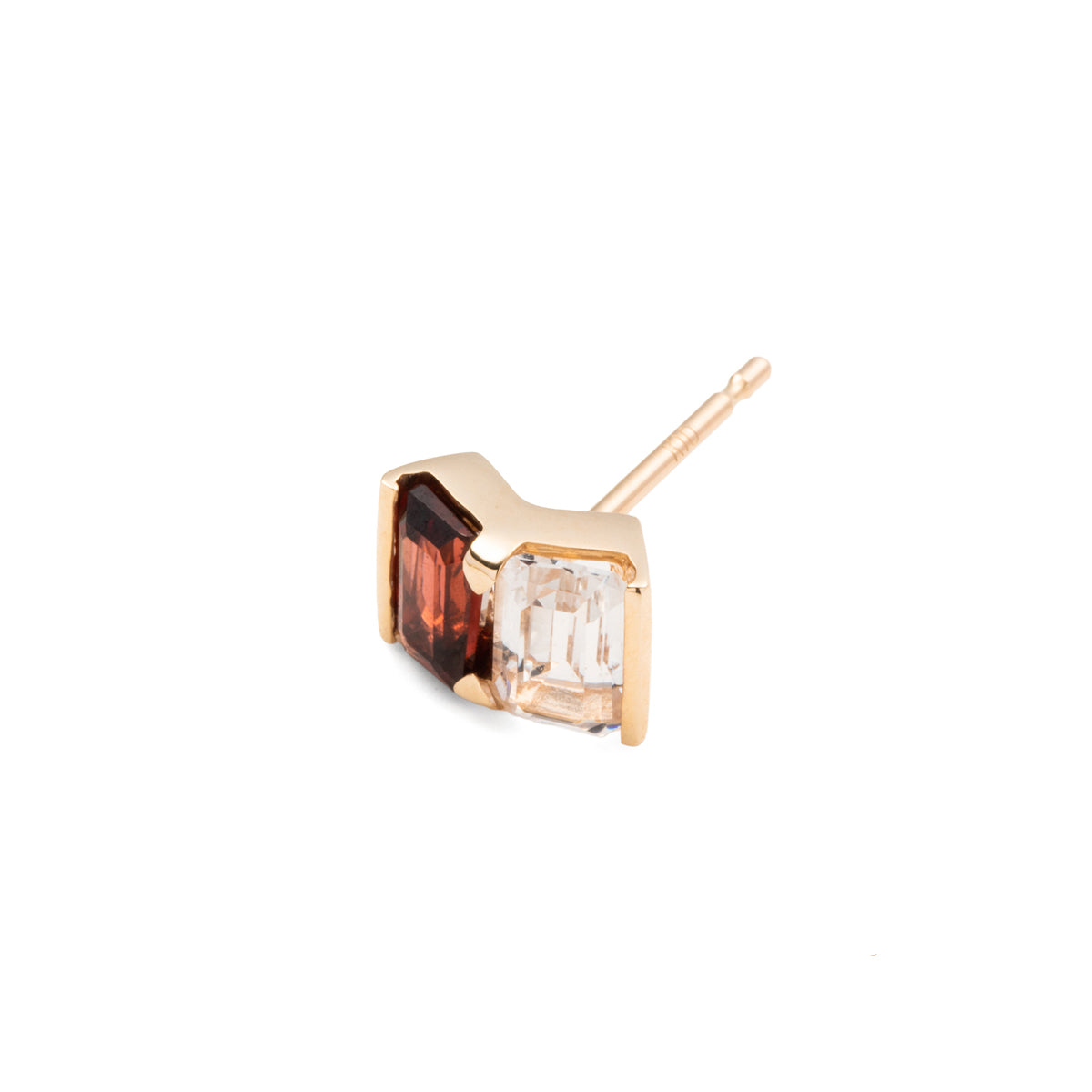 BIRD OF PARADISE Stud Earring Garnet & White Topaz
