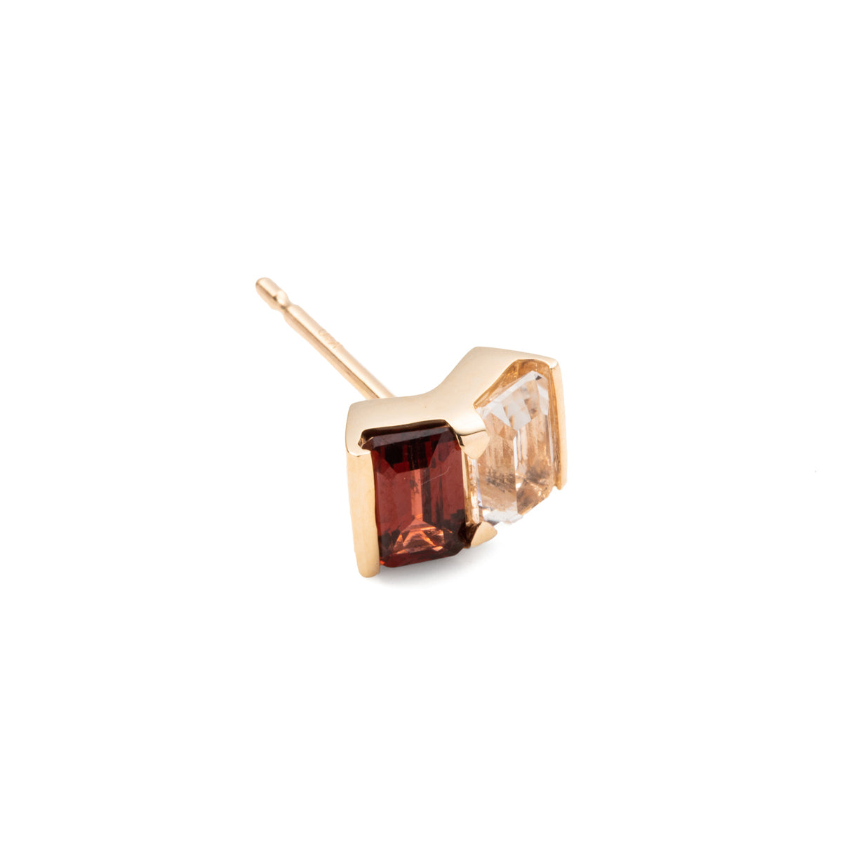 BIRD OF PARADISE Stud Earring Garnet & White Topaz