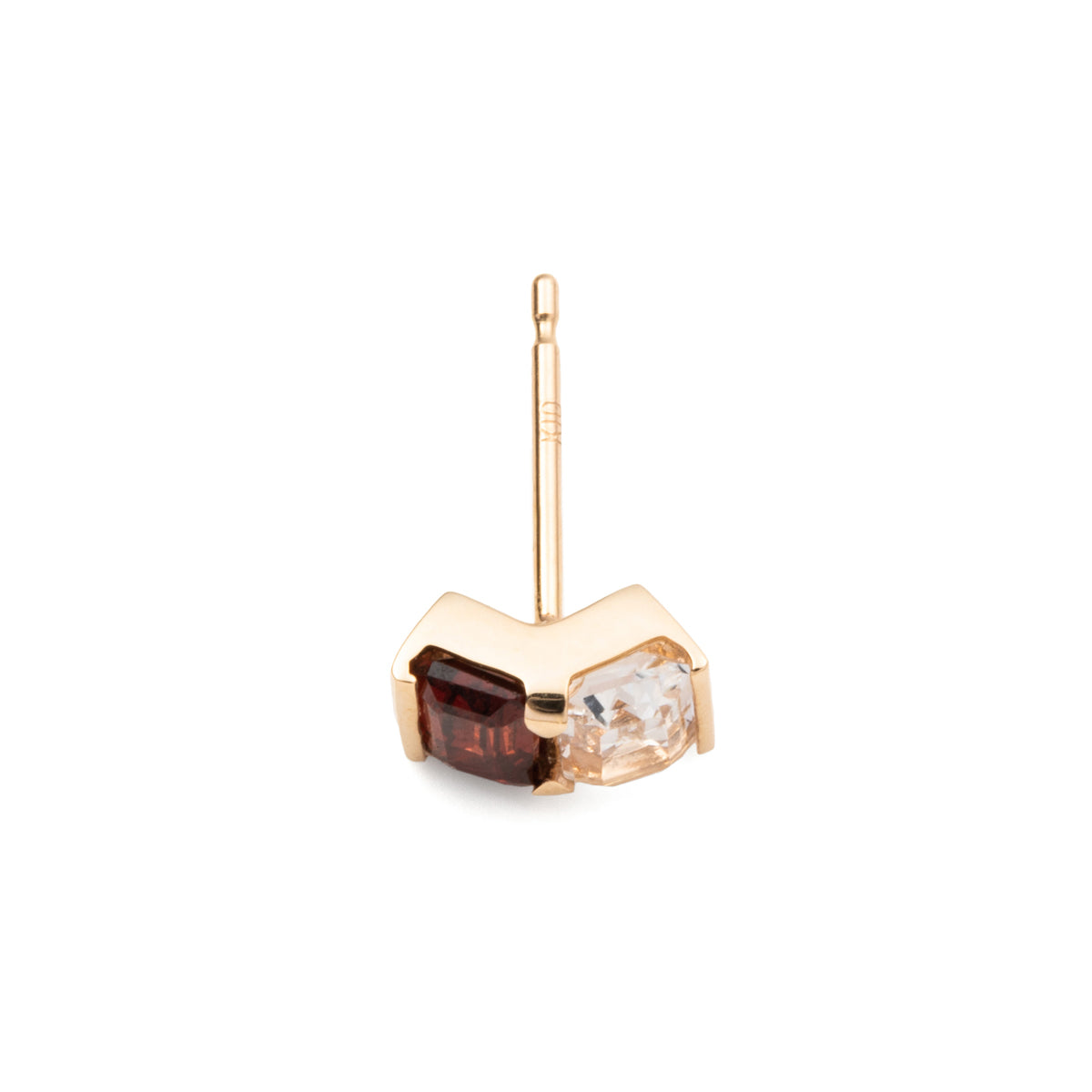 BIRD OF PARADISE Stud Earring Garnet & White Topaz