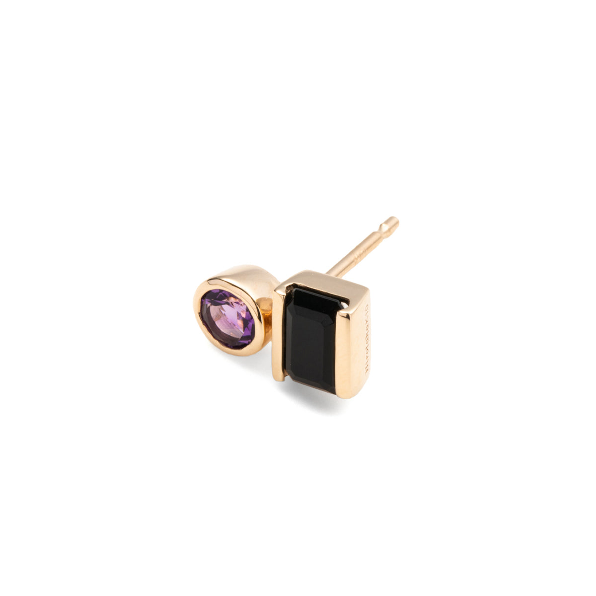 BIRD OF PARADISE Stud Earring Onyx & Amethyst