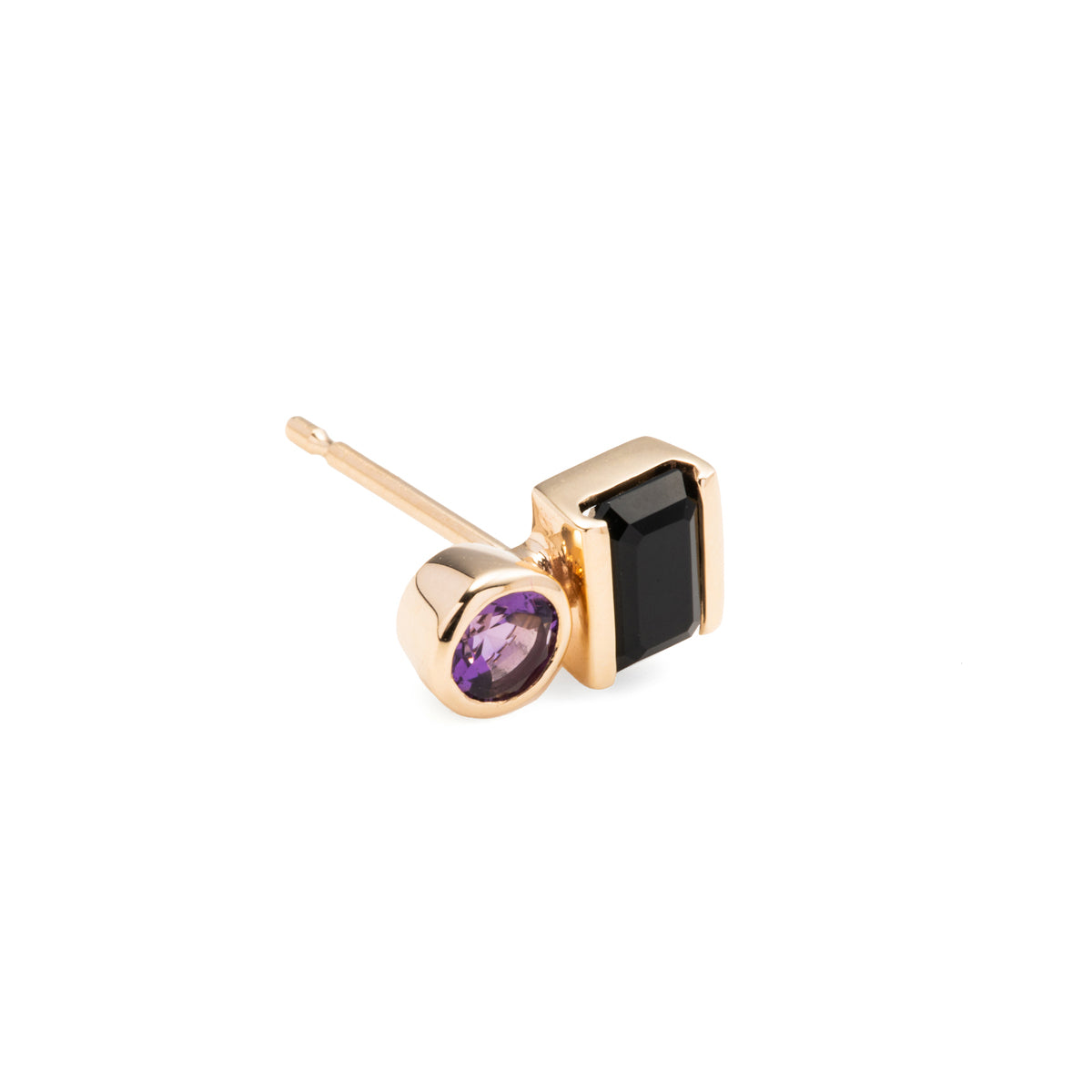BIRD OF PARADISE Stud Earring Onyx & Amethyst