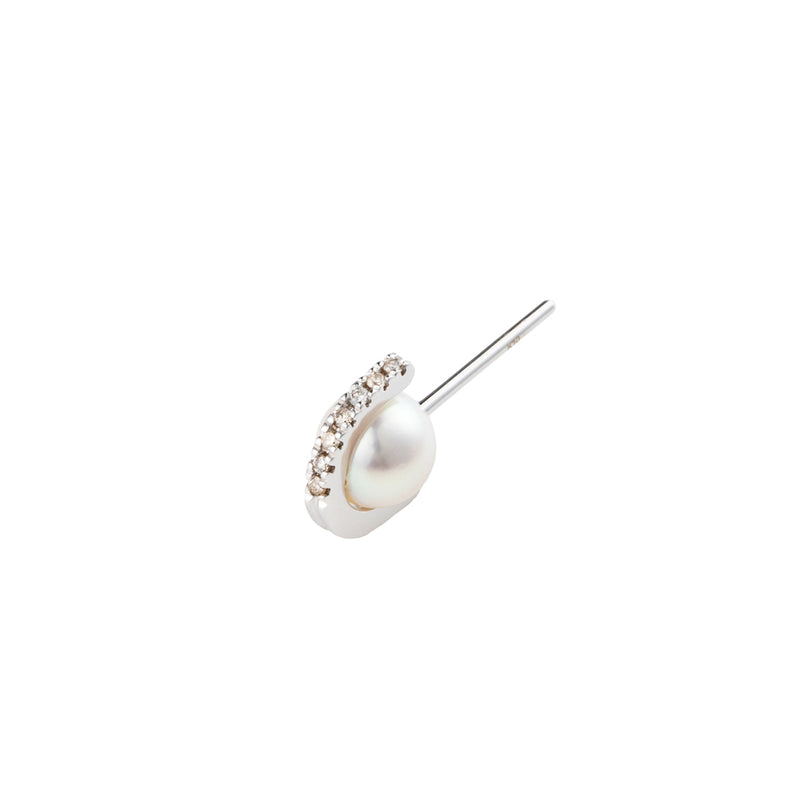 "Beluga" Pearl Diamond Earring S size