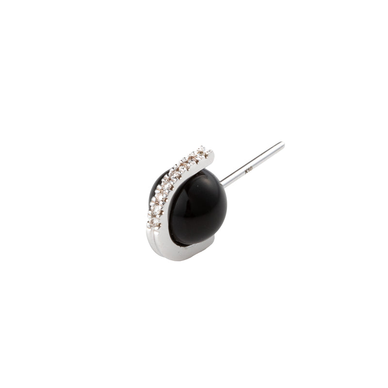 "Beluga" Onyx Diamond Earring M size