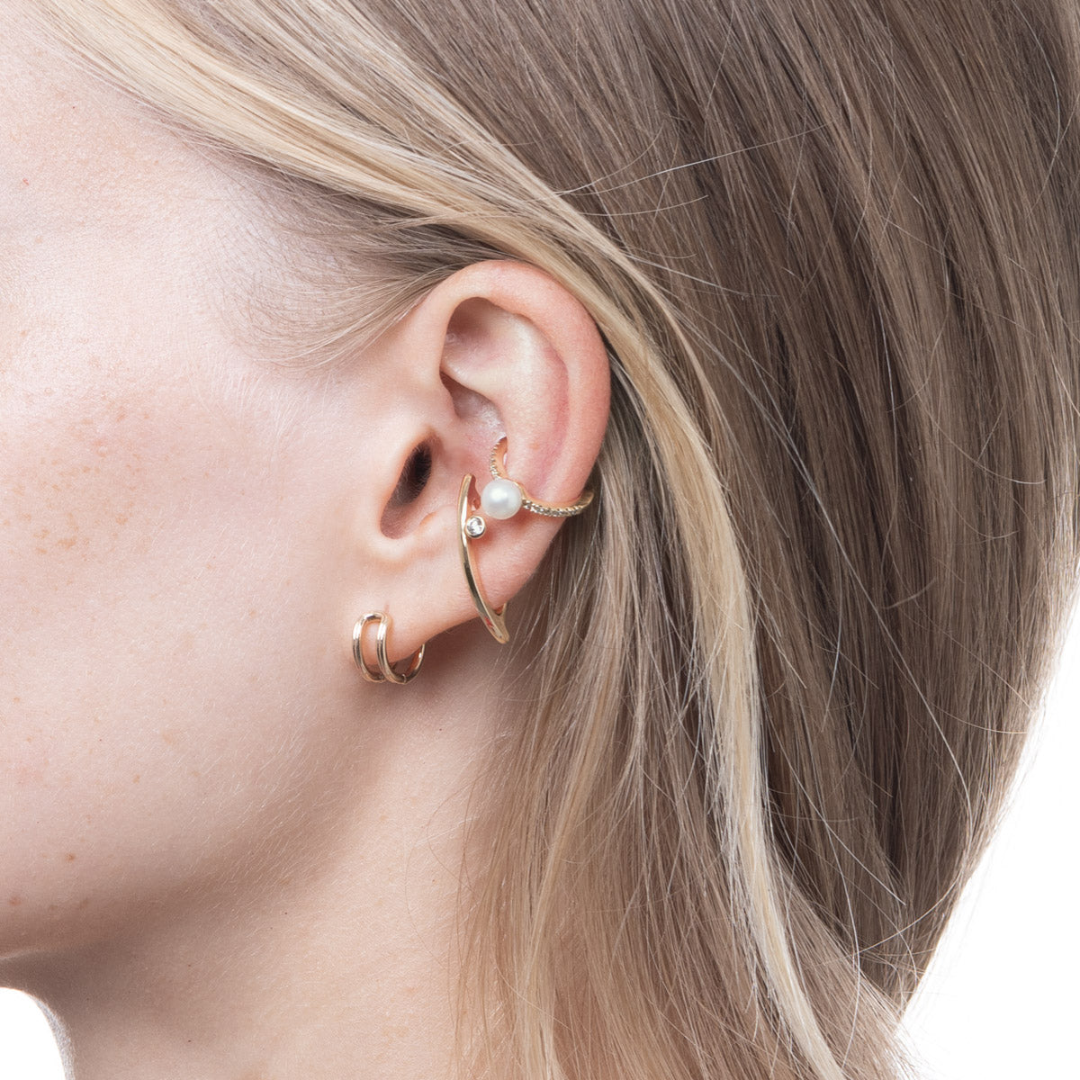 Akoya Pearl Diamond Ear Cuff