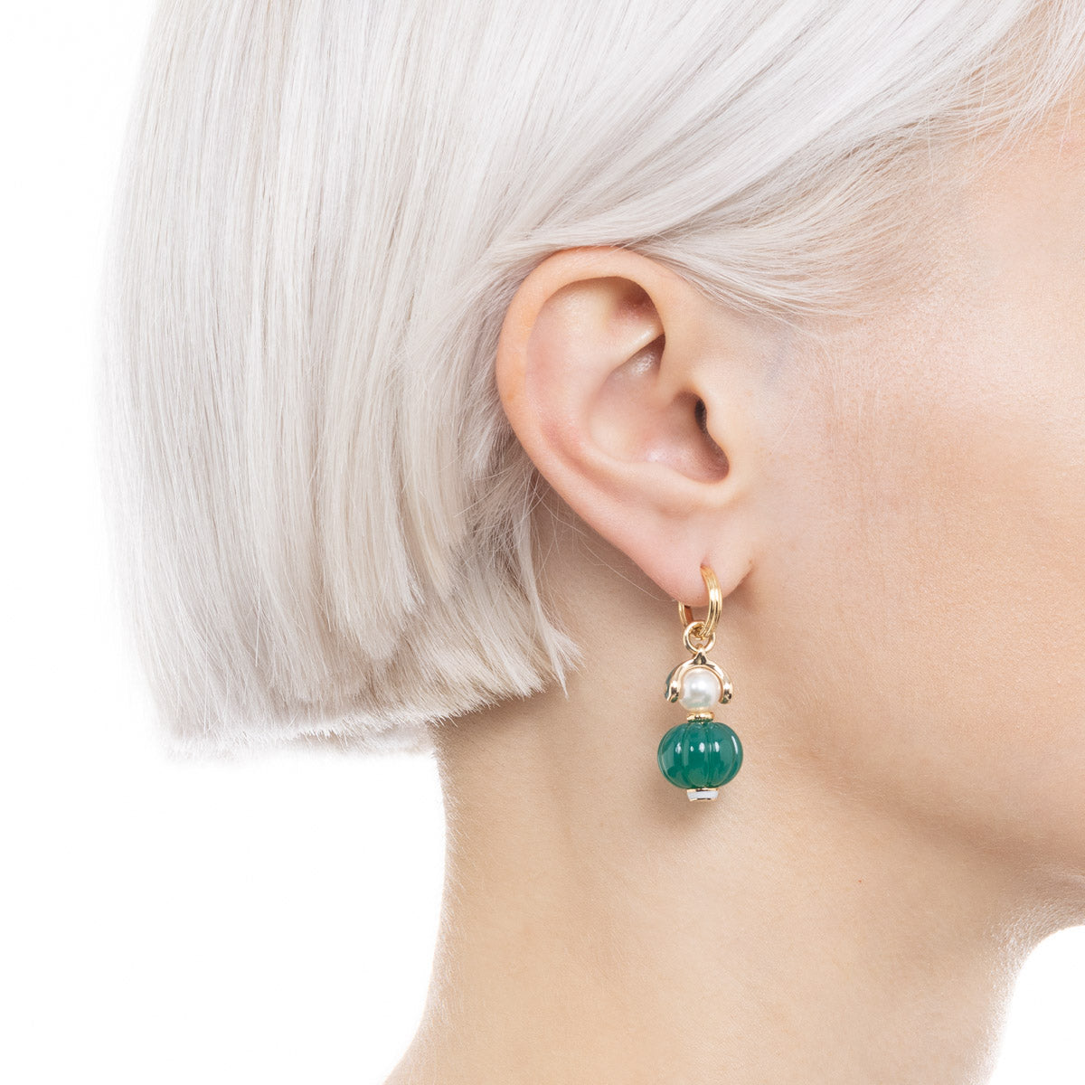 BIRD OF PARADISE Green Agate Charm Earring