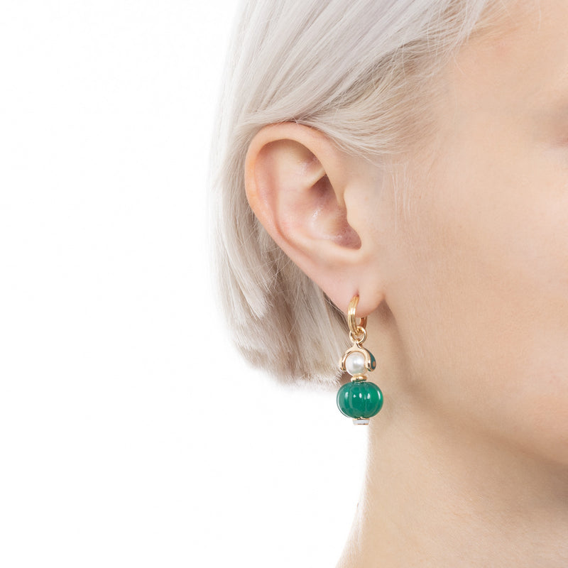 "Bird of Paradise" Green Agate Charm Earring