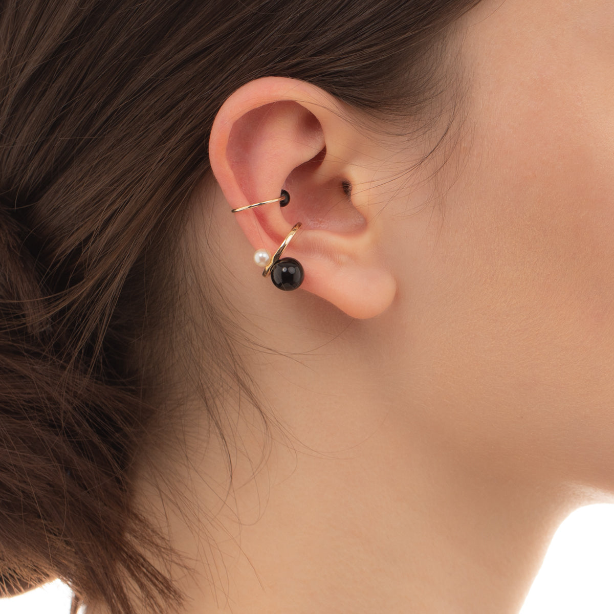 Onyx Akoya Pearl Ear Cuff Small size