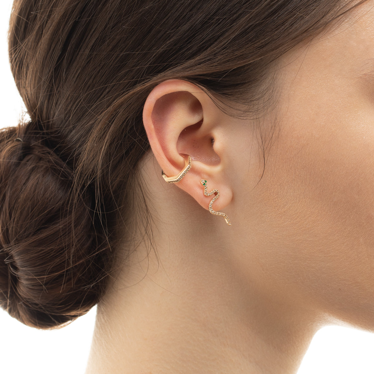SNAKE KNOT Emerald Eye Earring