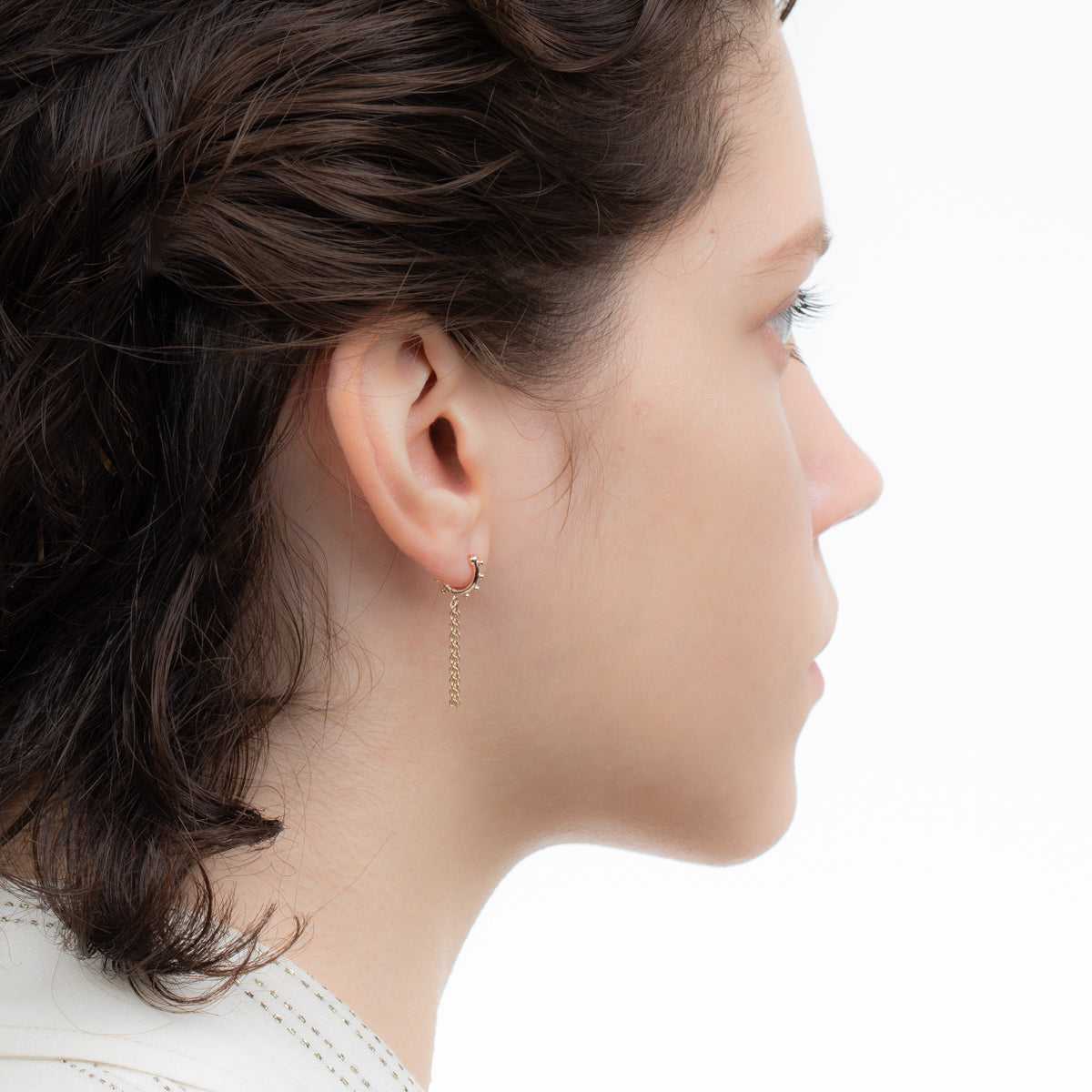SEA ANEMONE Chain Huggie Hoop Earring