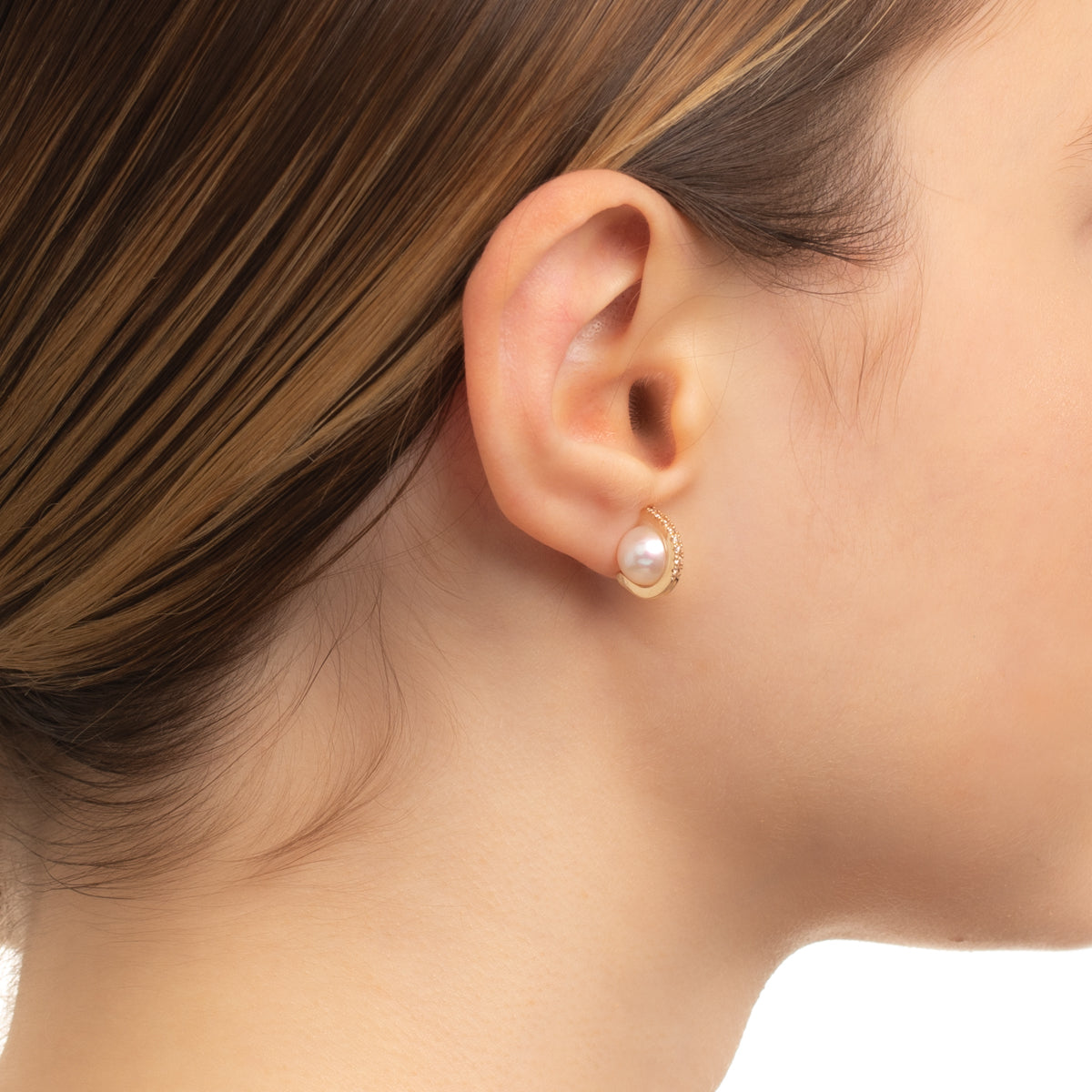 BELUGA Pearl Diamond Earring Medium size