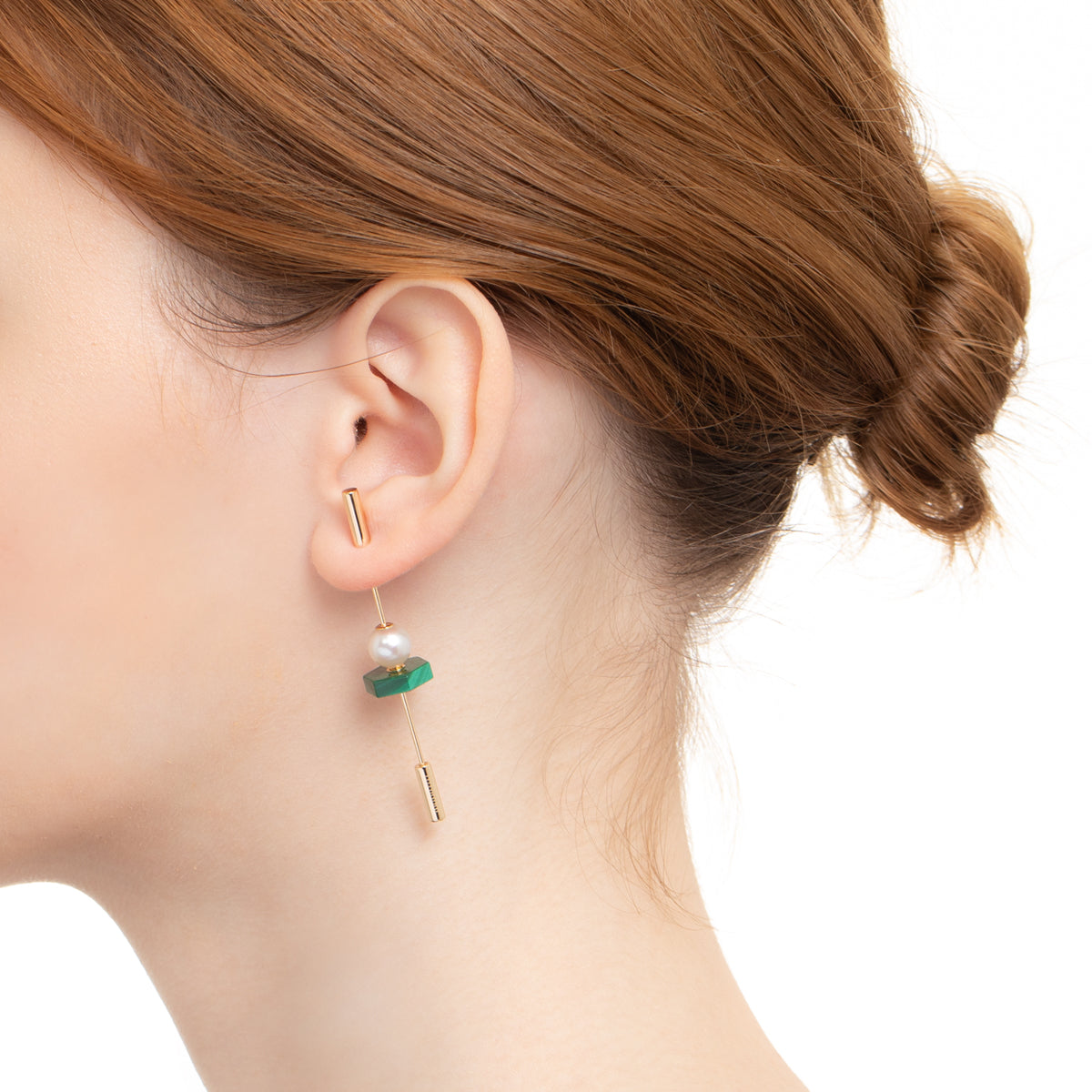 SPEAR Earring, Pearl & Malachite