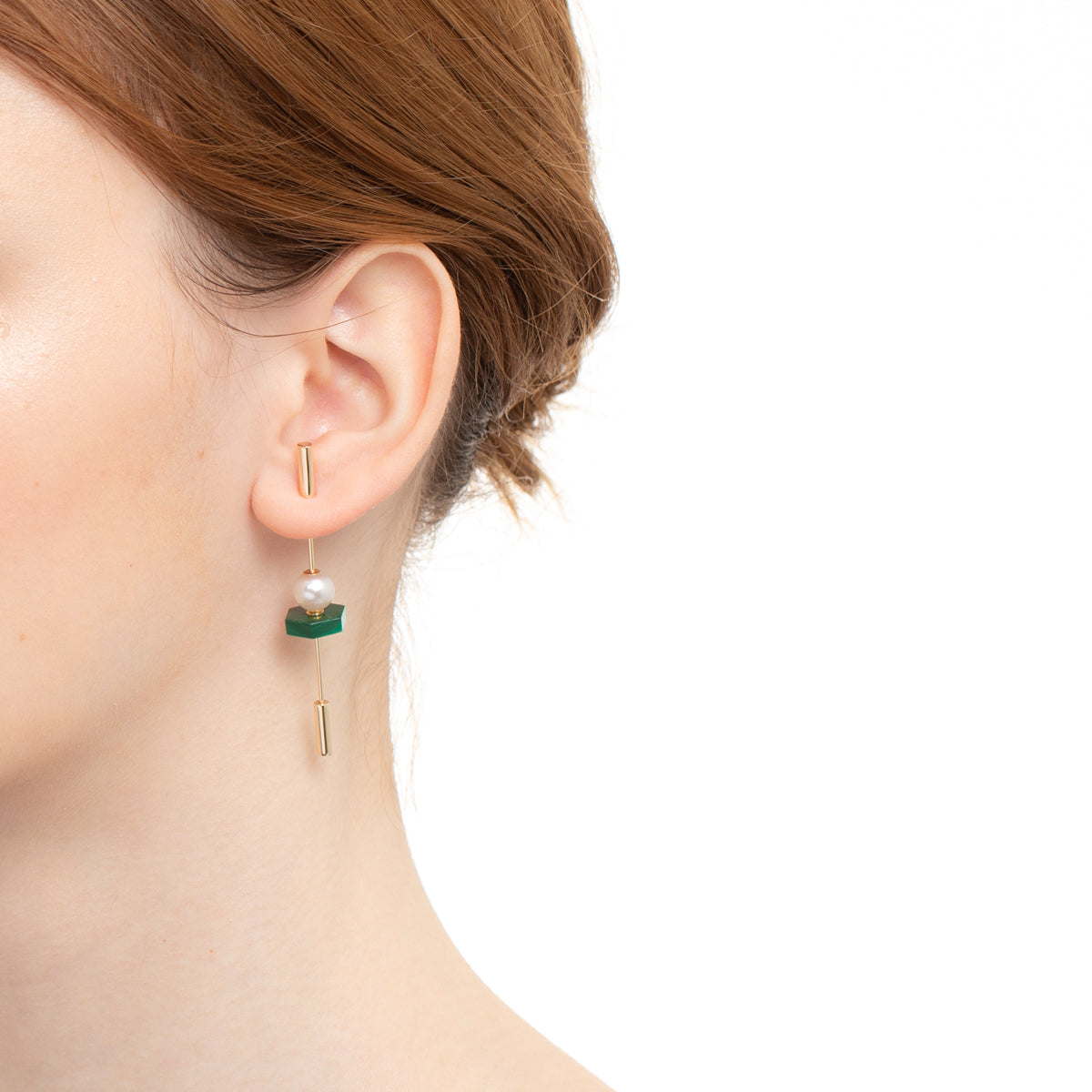 SPEAR Earring, Pearl & Malachite