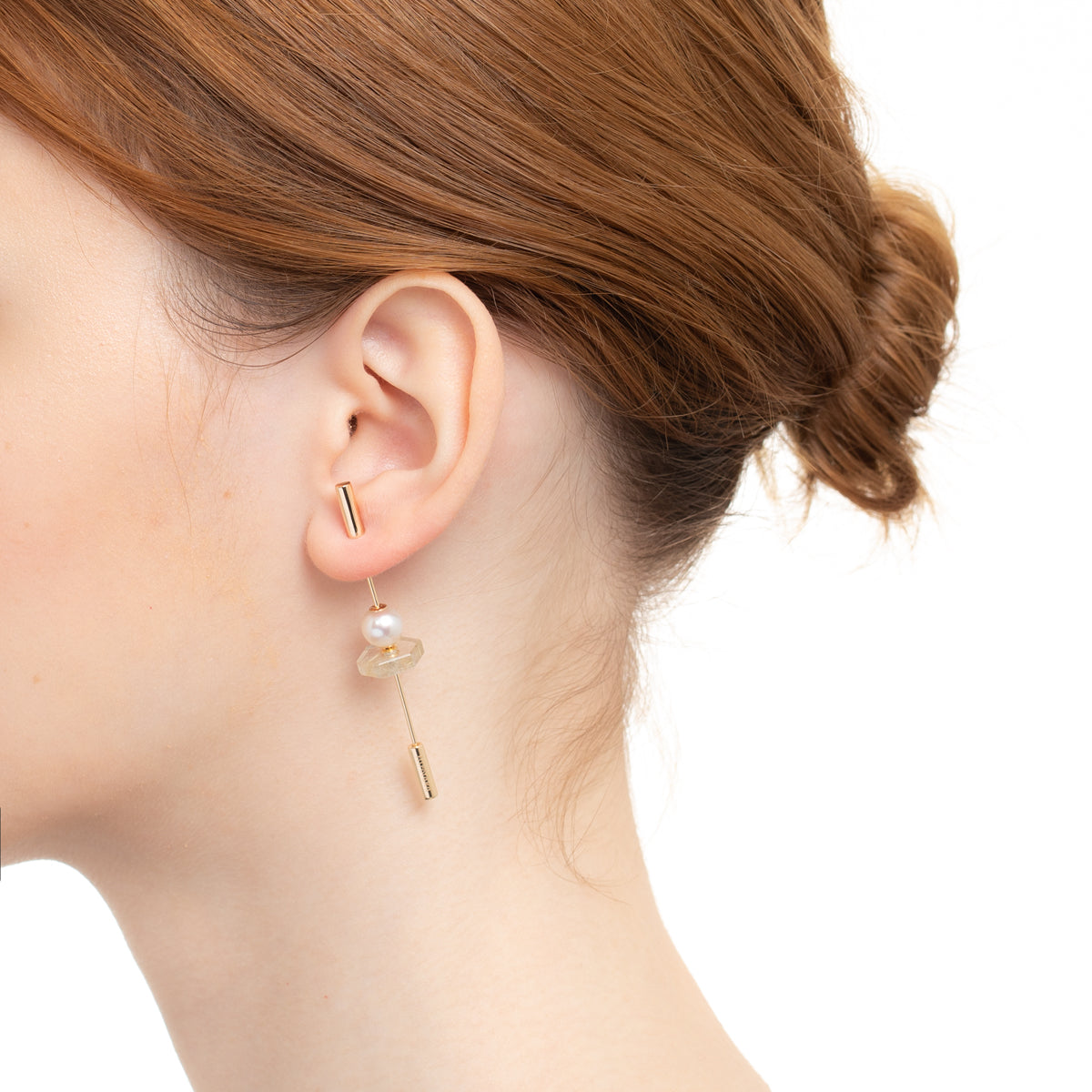 SPEAR Earring, Pearl & Rutile