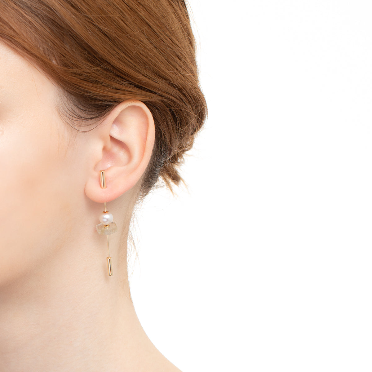 SPEAR Earring, Pearl & Rutile