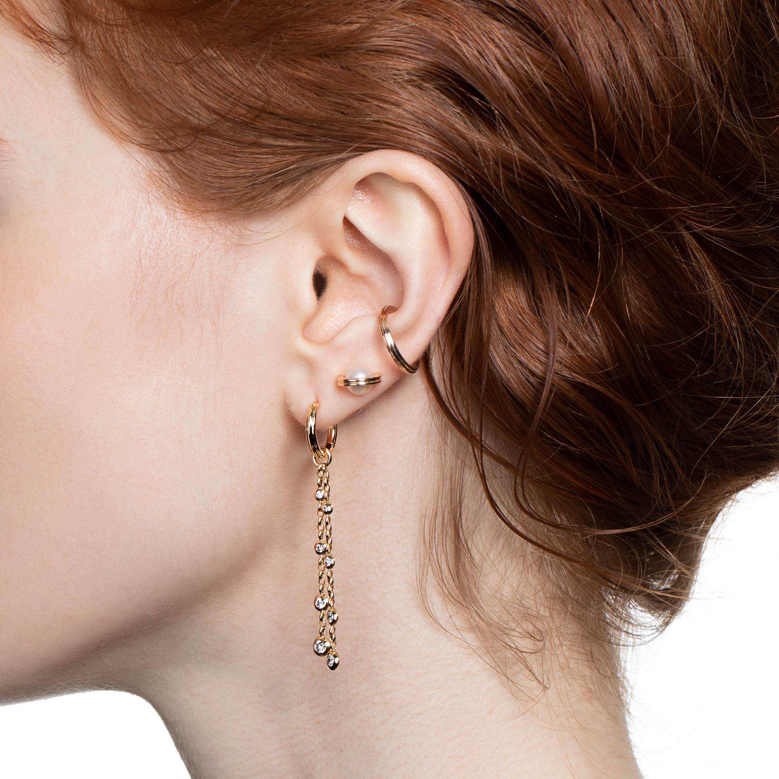 18K CASCADE Diamond Charm Earring