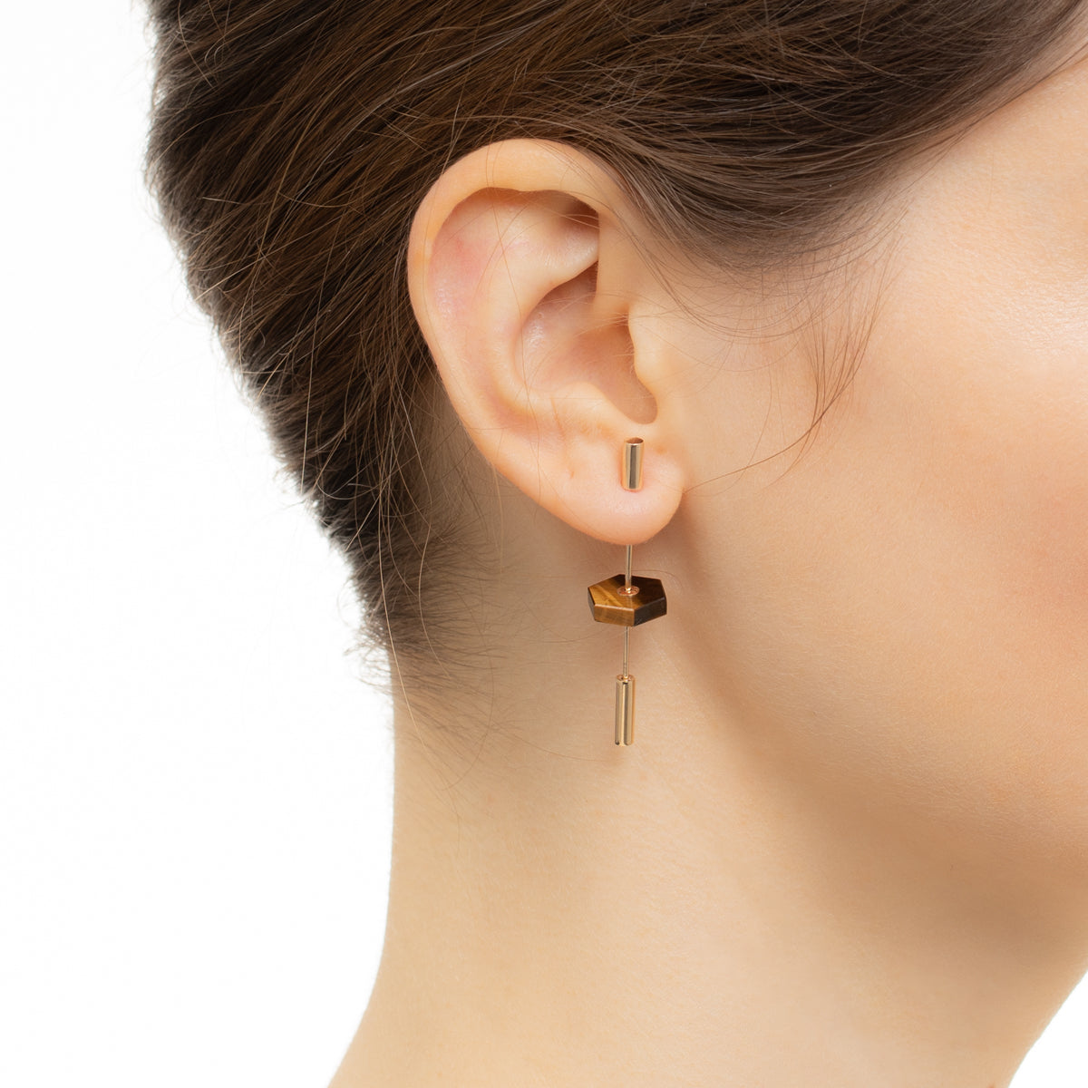 Short SPEAR Earring, Tiger's Eye