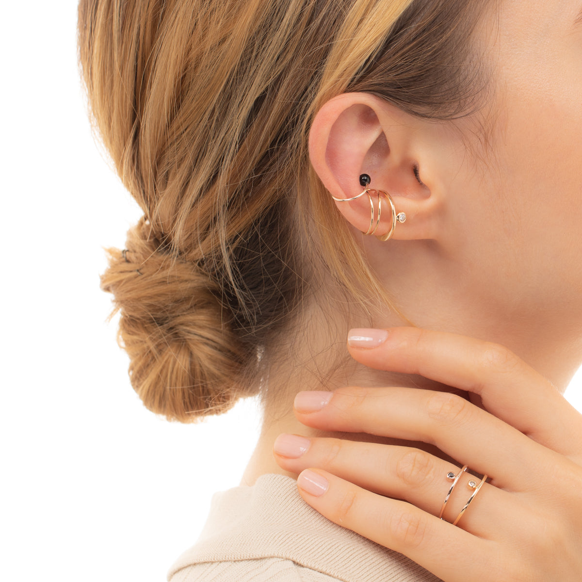 Onyx Akoya Pearl Ear Cuff Small size