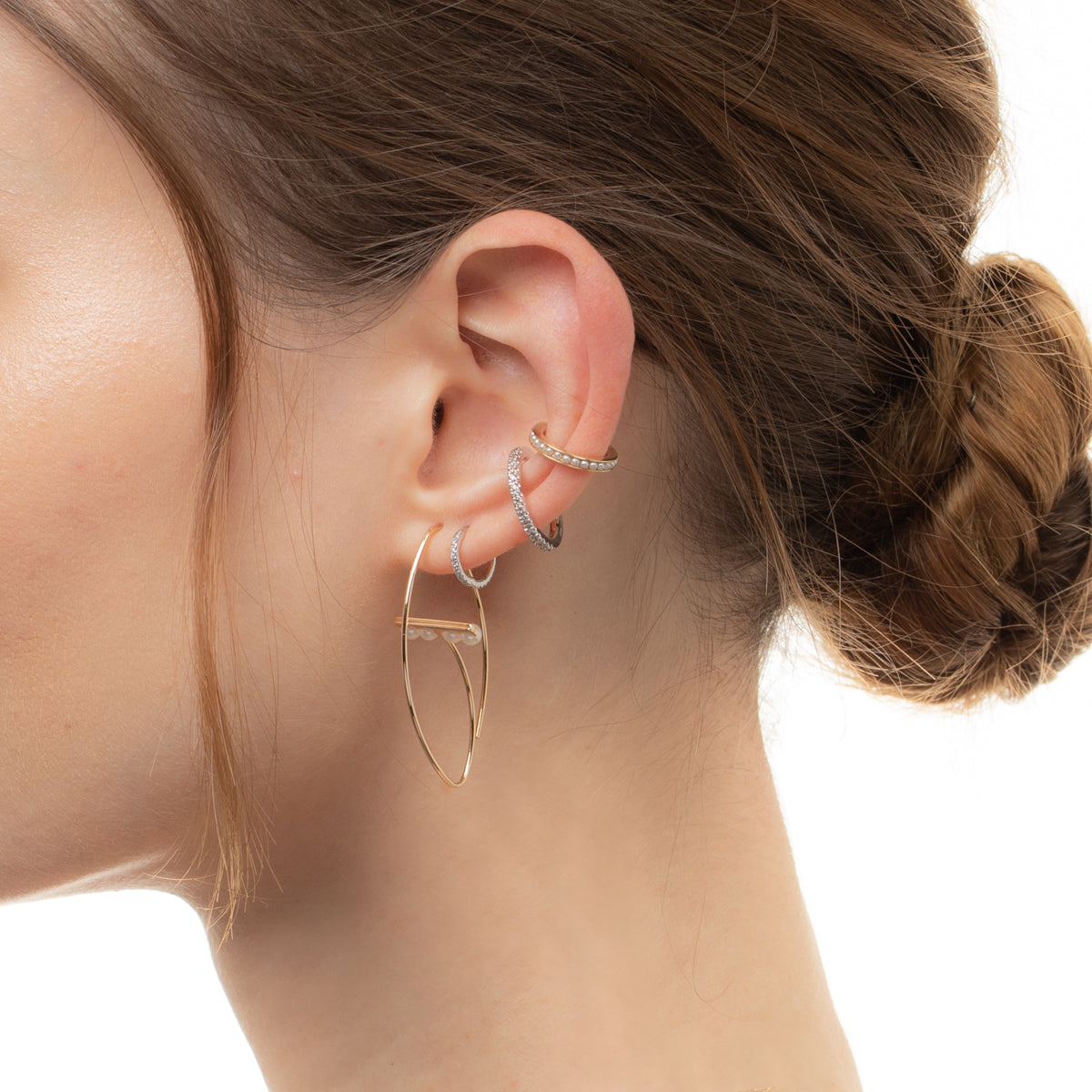 Caviar Pearl Ear Cuff Small size