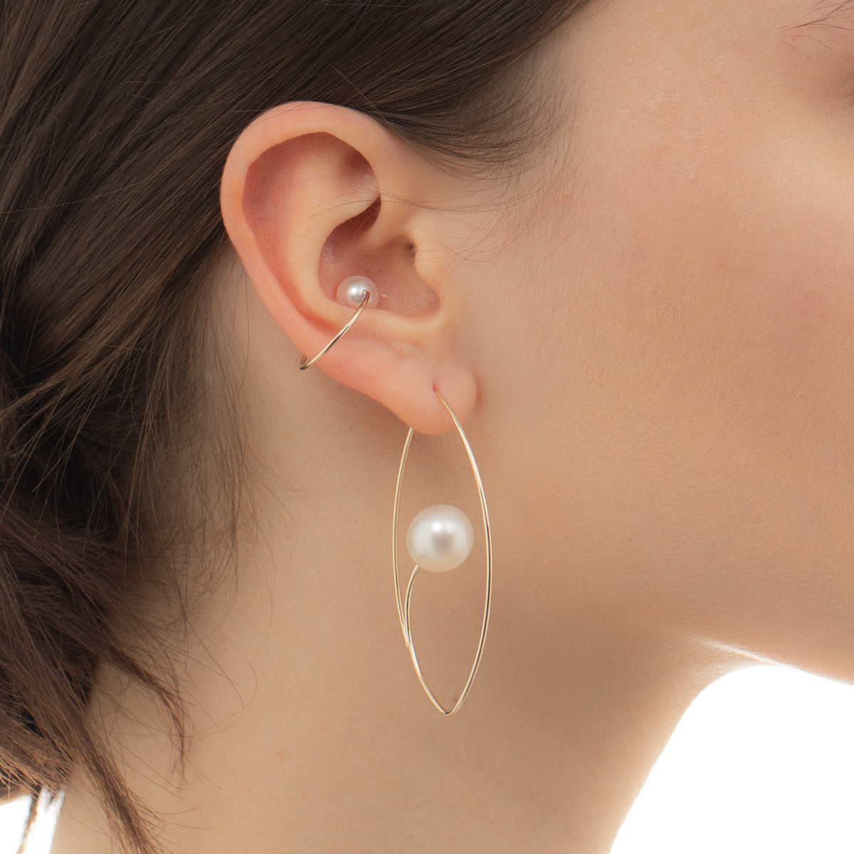 South Sea Pearl Floating Oval Earring Large size