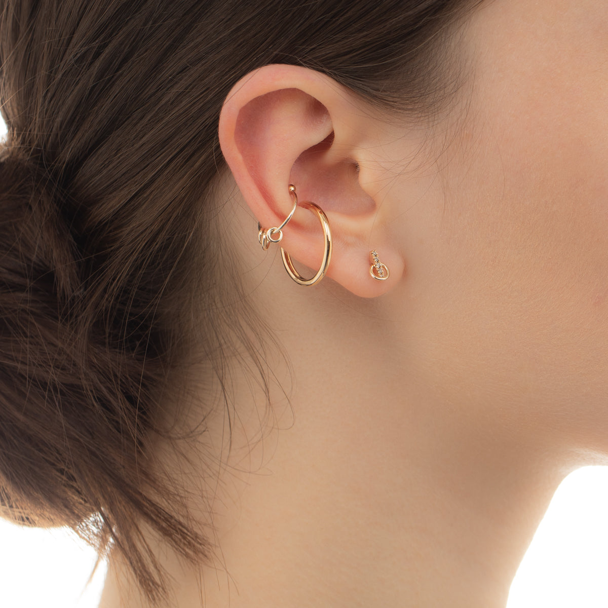 GOSSAMER Deco Small Diamond Earring with Small Hoop