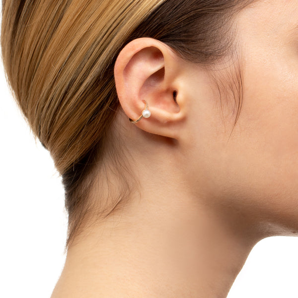 Akoya Pearl Diamond Ear Cuff S size