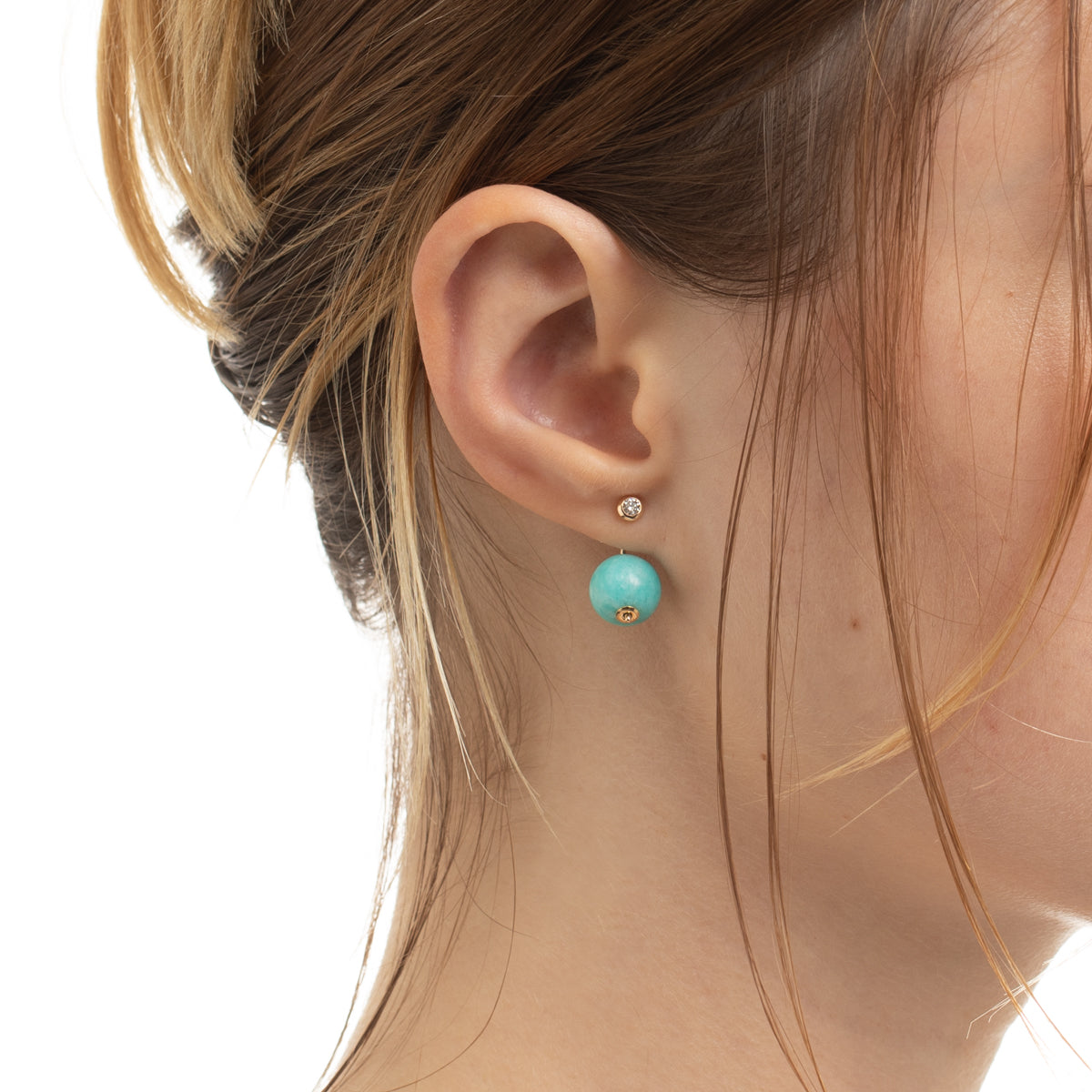 BUMBLE BEE Diamond Earring w/ Amazonite Backing
