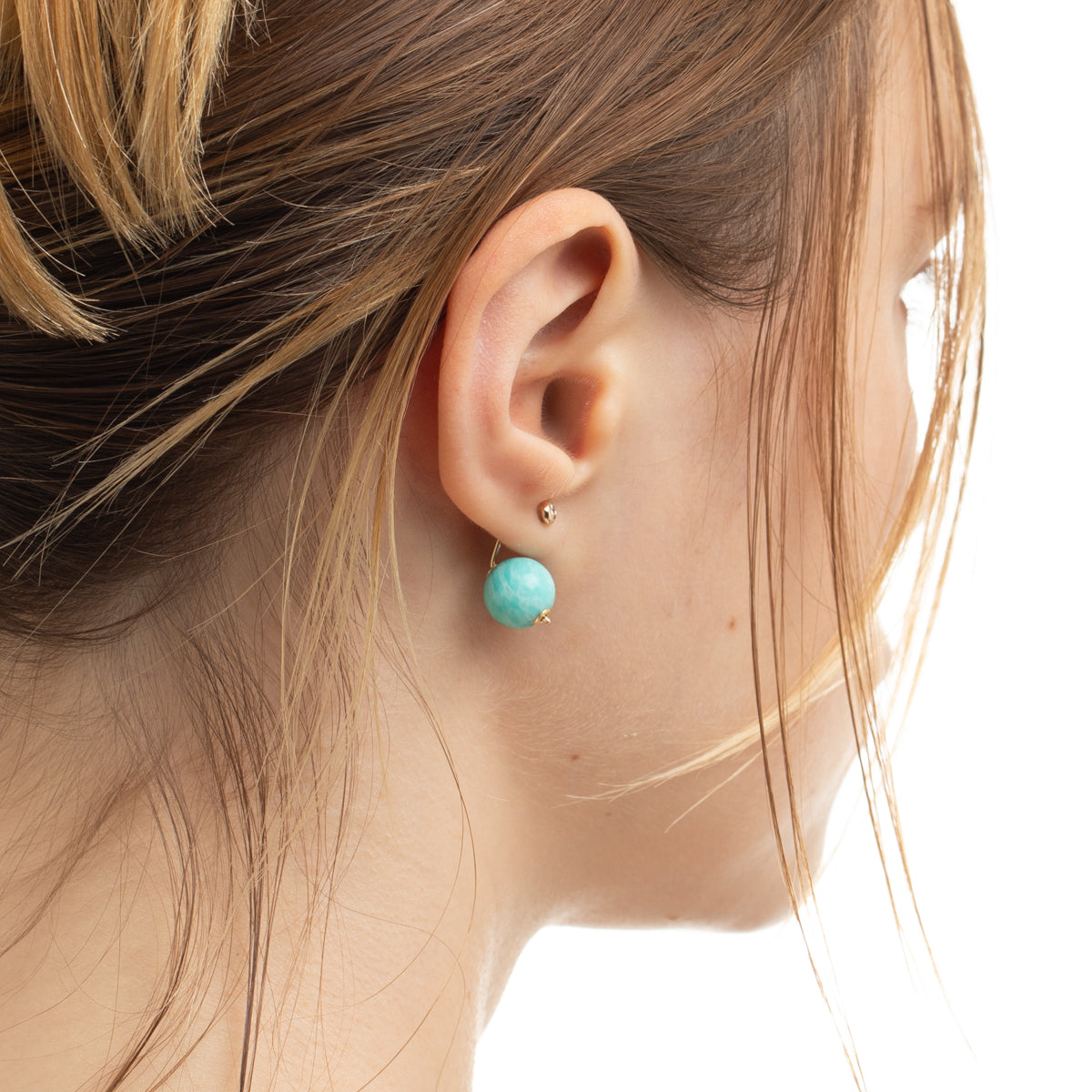 BUMBLE BEE Diamond Earring w/ Amazonite Backing