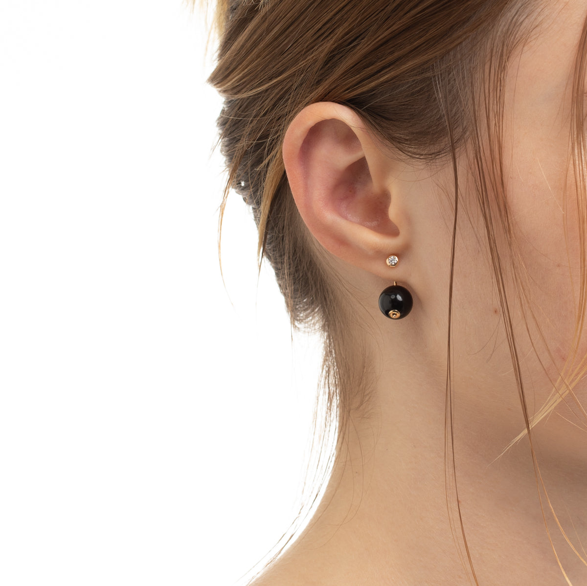 BUMBLE BEE Diamond Earring w/ Onyx Backing