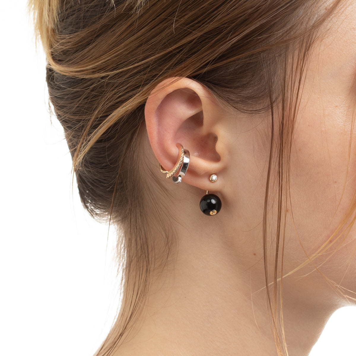 BUMBLE BEE Diamond Earring w/ Onyx Backing