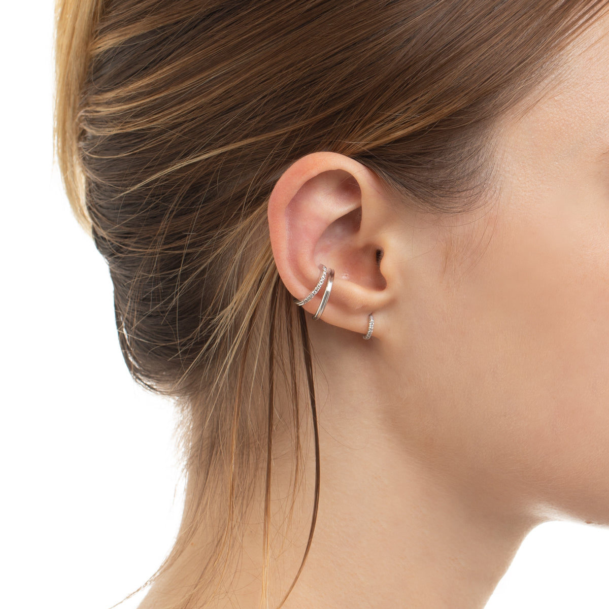 18K MANHATTAN Diamond Hoop Earring Extra Small size