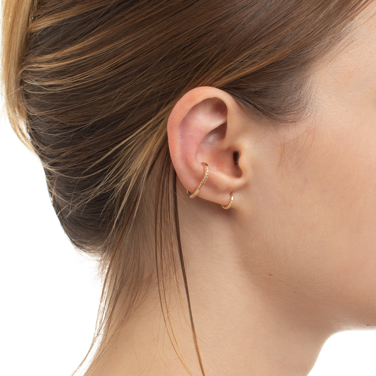 18K MANHATTAN Diamond Hoop Earring Extra Small size