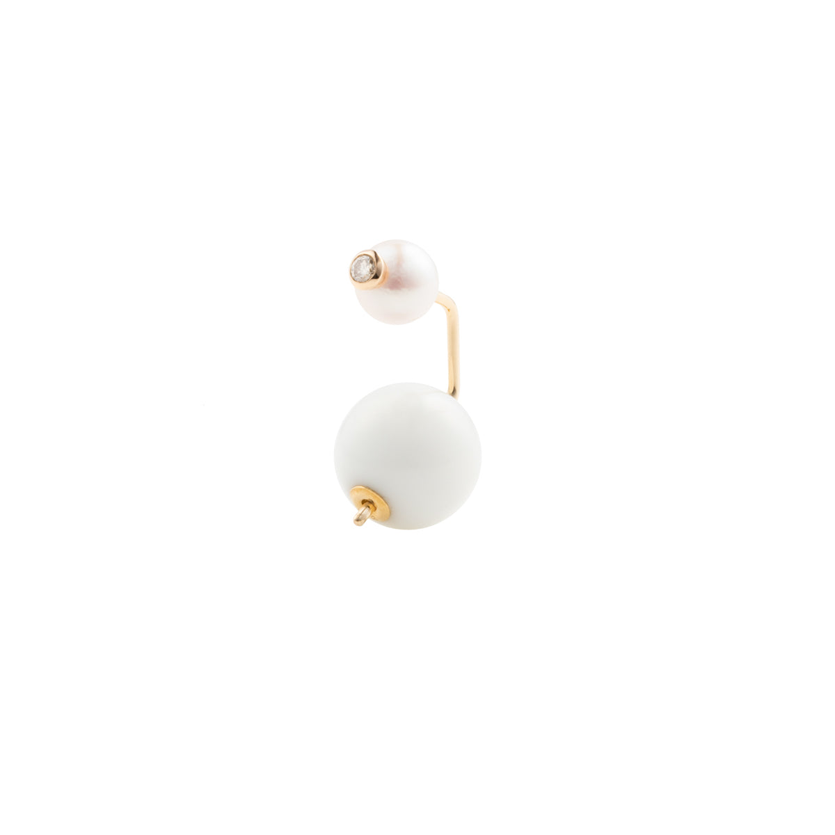 BELUGA Diamond Pearl Earring with White Agate Backing