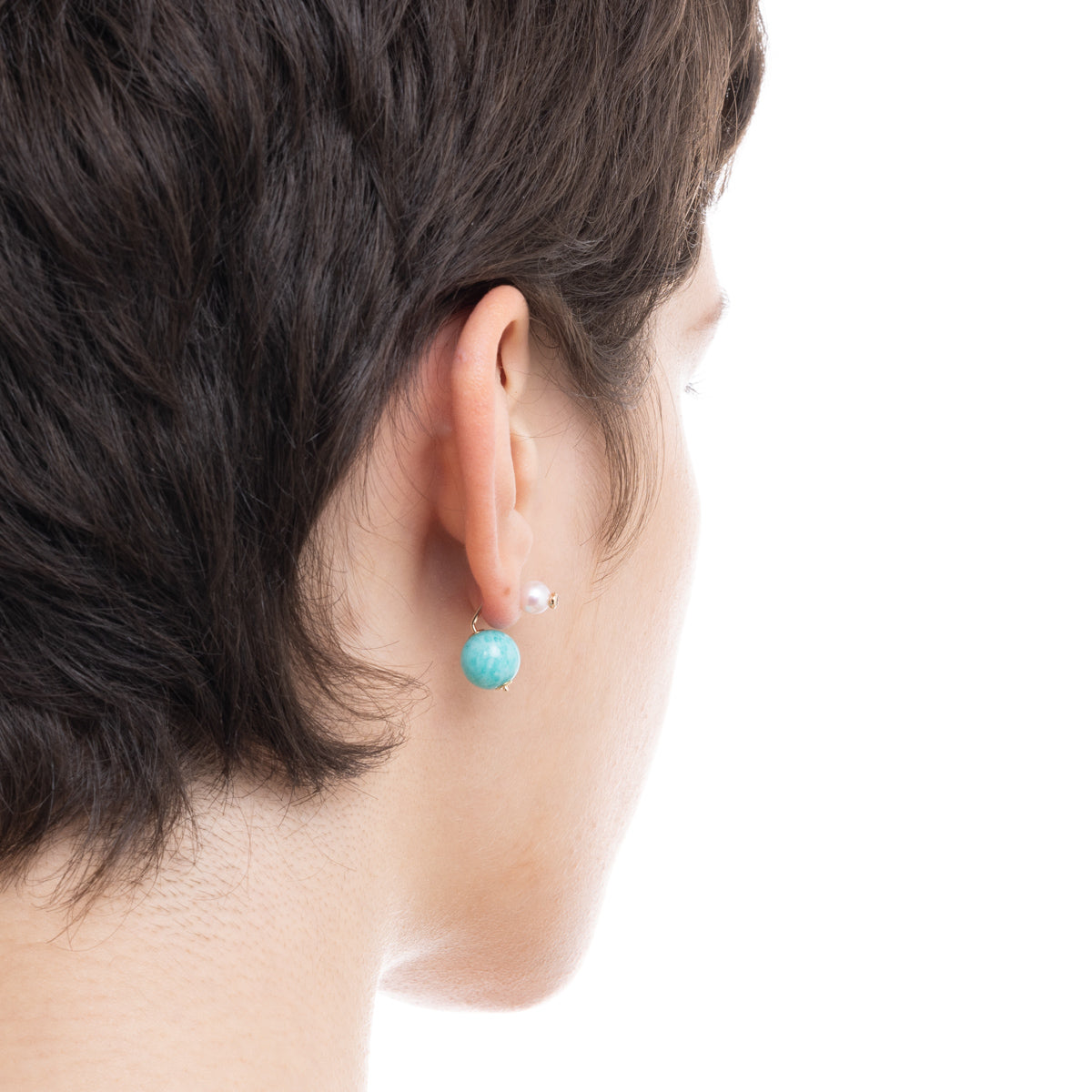 BELUGA Diamond Pearl Earring with Amazonite Backing