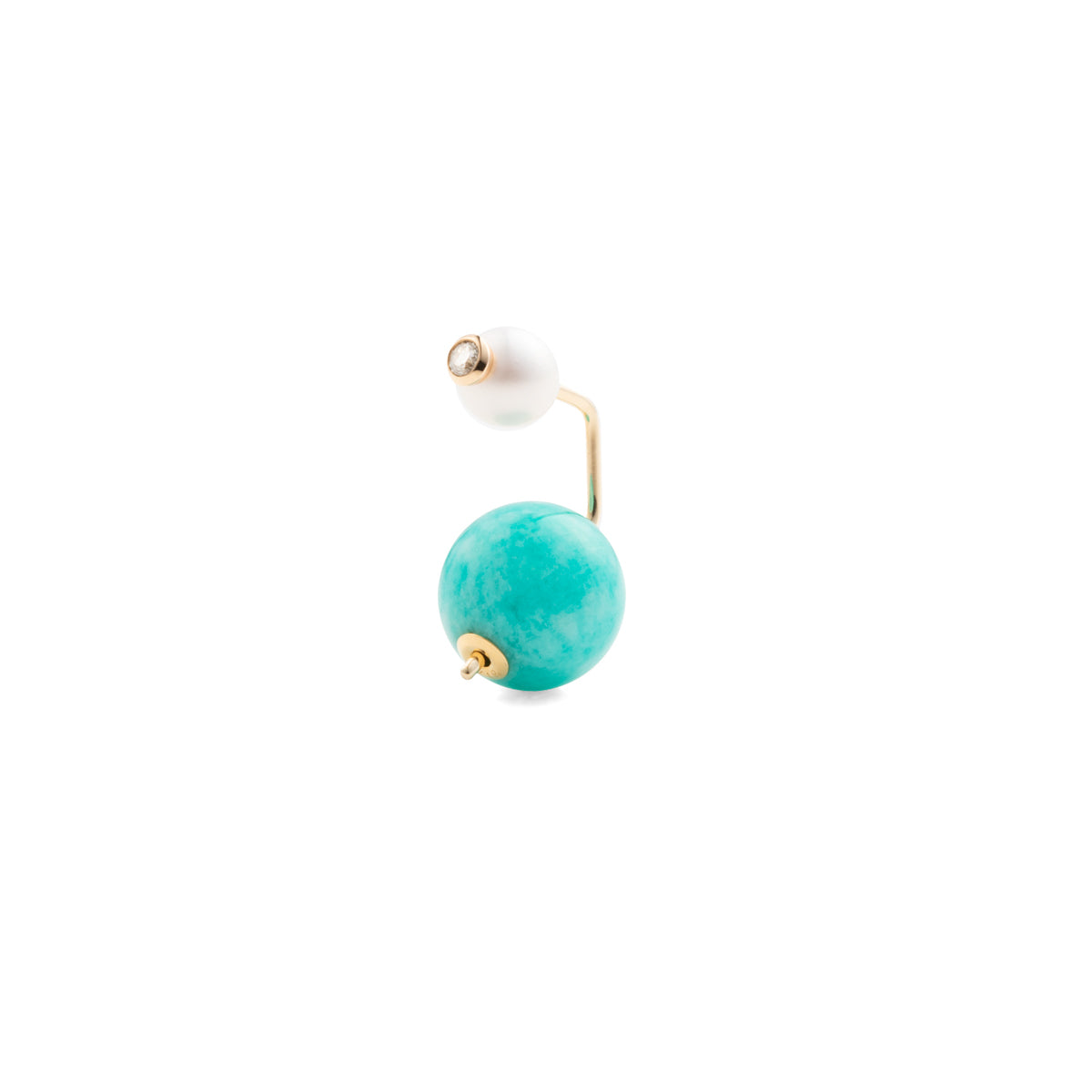 BELUGA Diamond Pearl Earring with Amazonite Backing