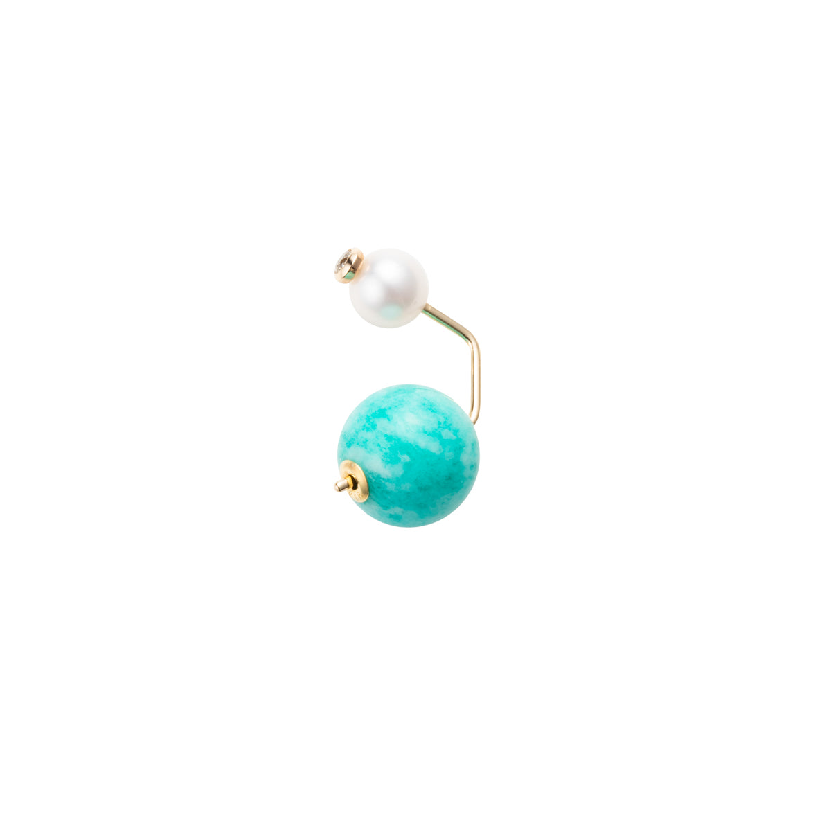 BELUGA Diamond Pearl Earring with Amazonite Backing