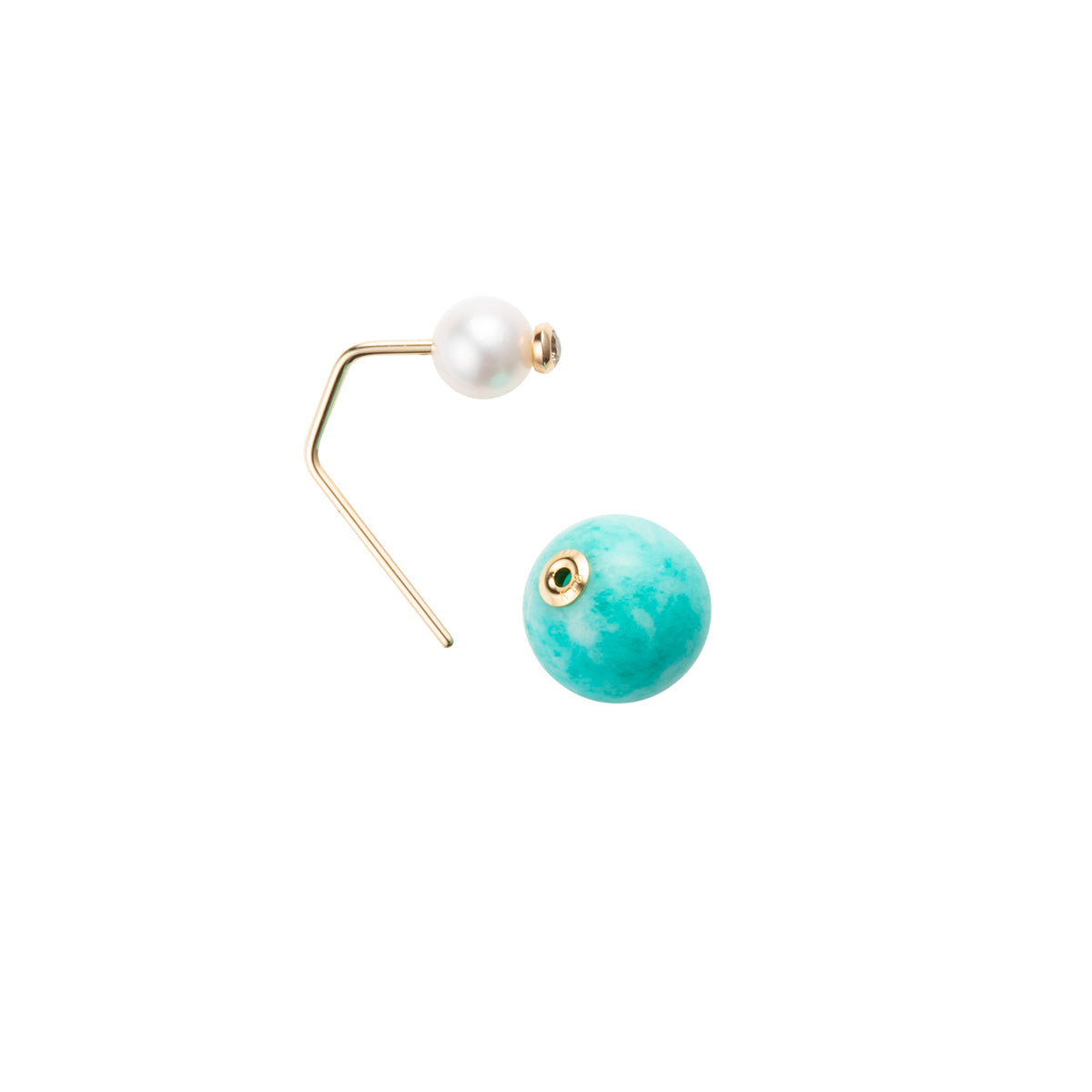 BELUGA Diamond Pearl Earring with Amazonite Backing
