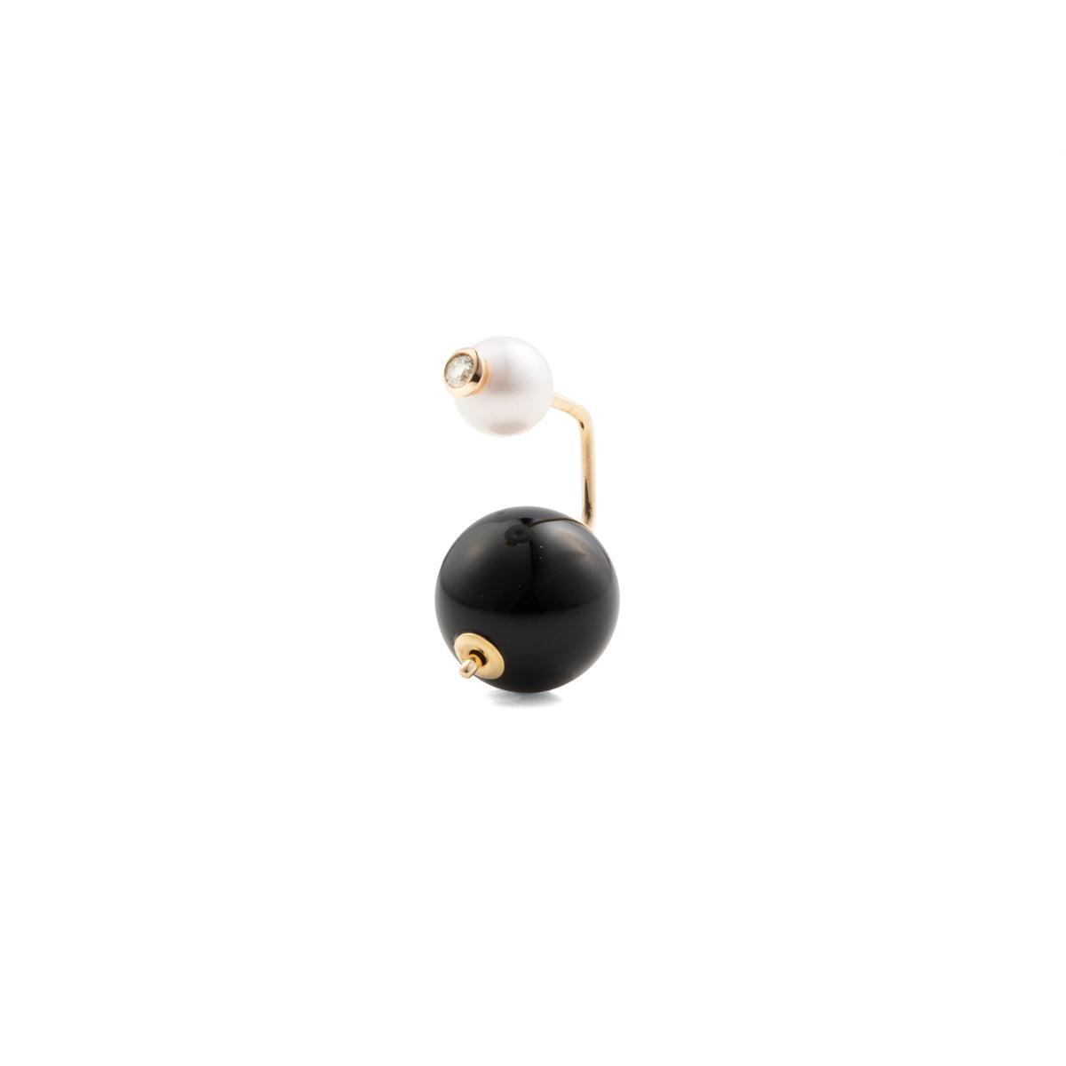 BELUGA Diamond Pearl Earring with Onyx Backing