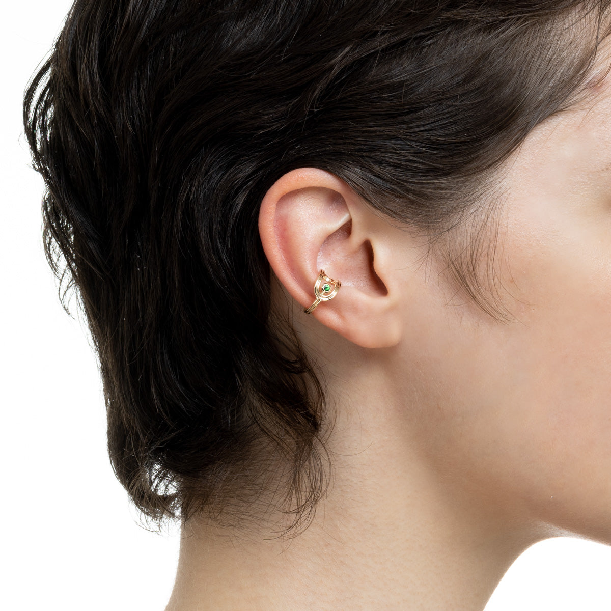 BELUGA Oblong Green Garnet Ear Cuff