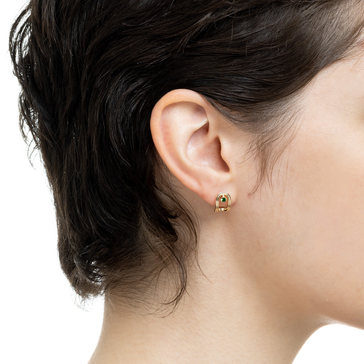 BELUGA Oblong Green Garnet Earring