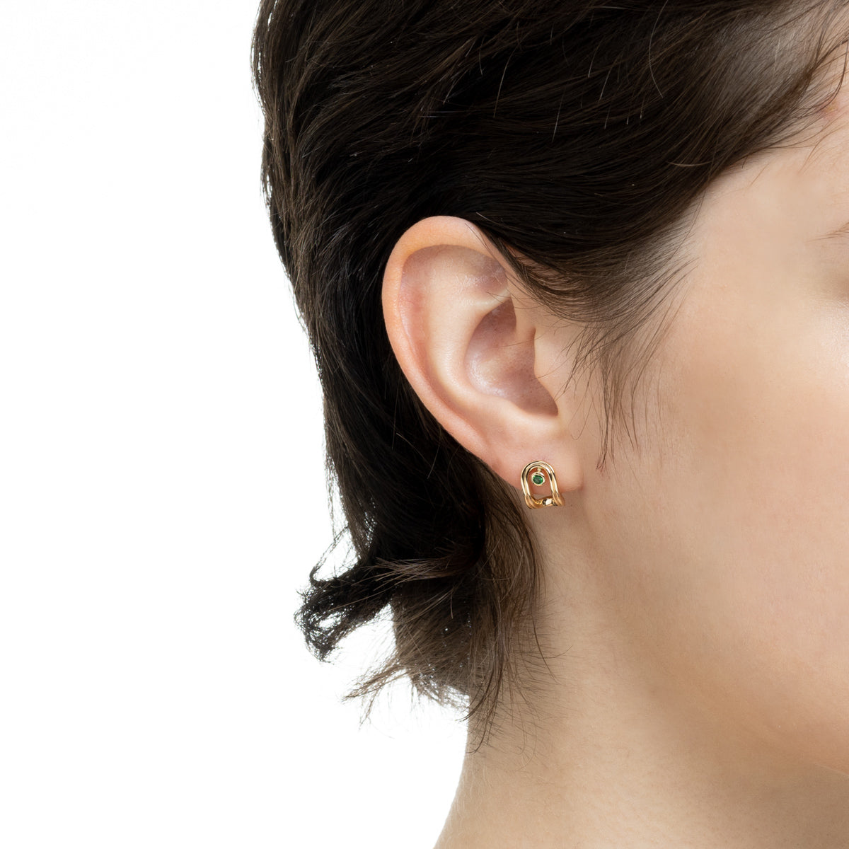 BELUGA Oblong Green Garnet Earring