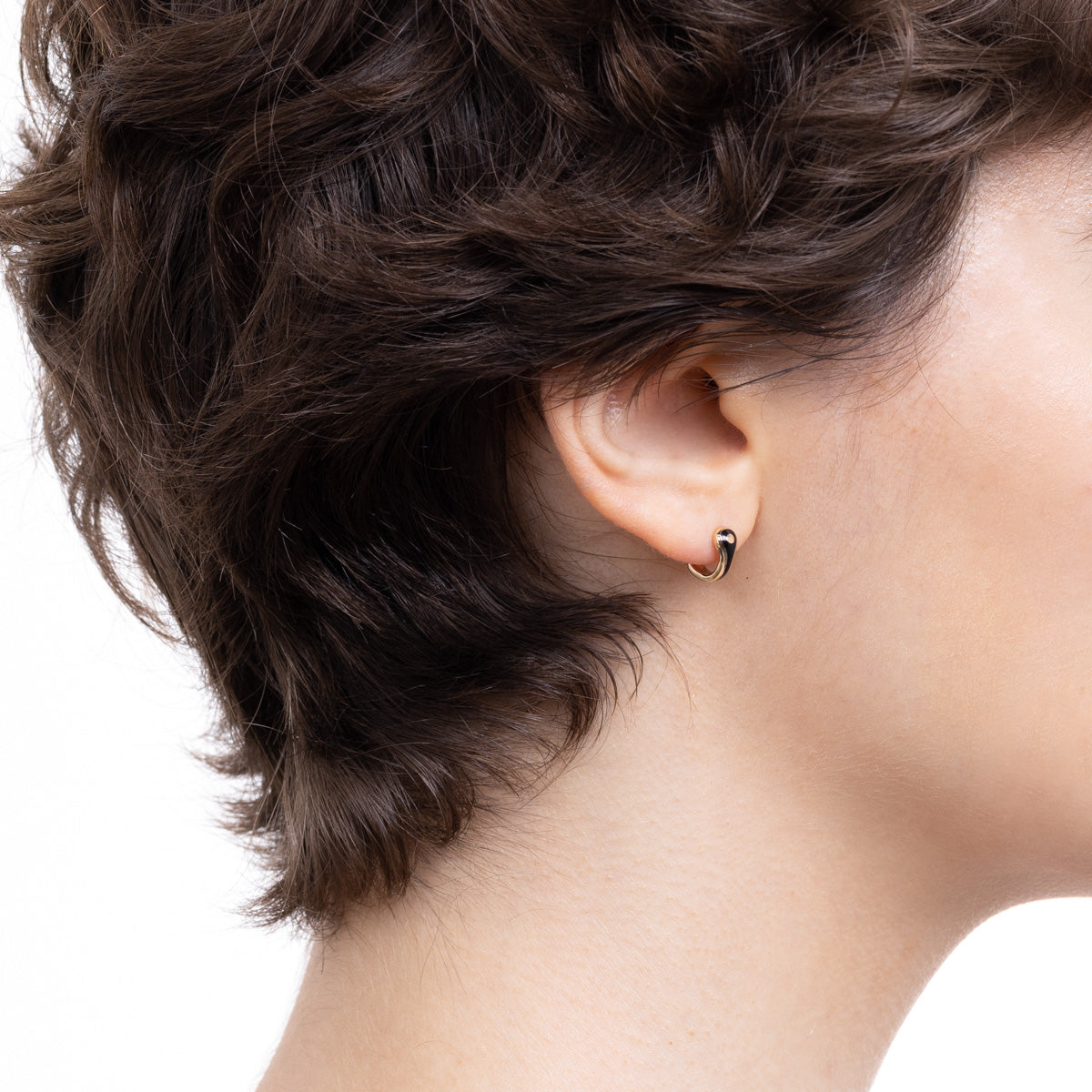 BIRD OF PARADISE Half Hoop Earring in Jet Black