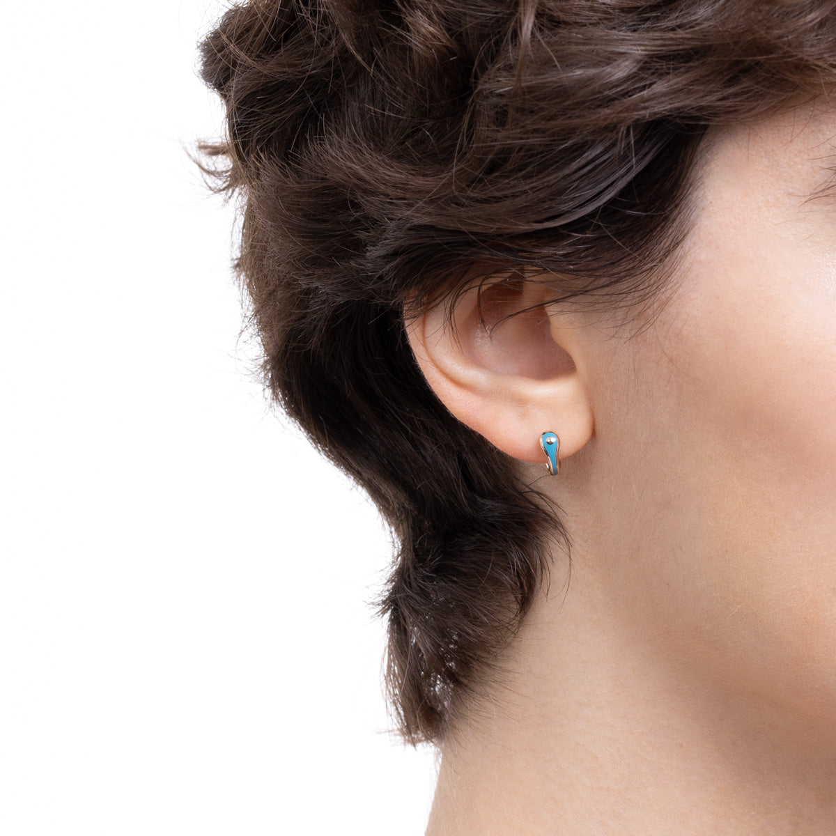 BIRD OF PARADISE Half Hoop Earring in Izmir Blue